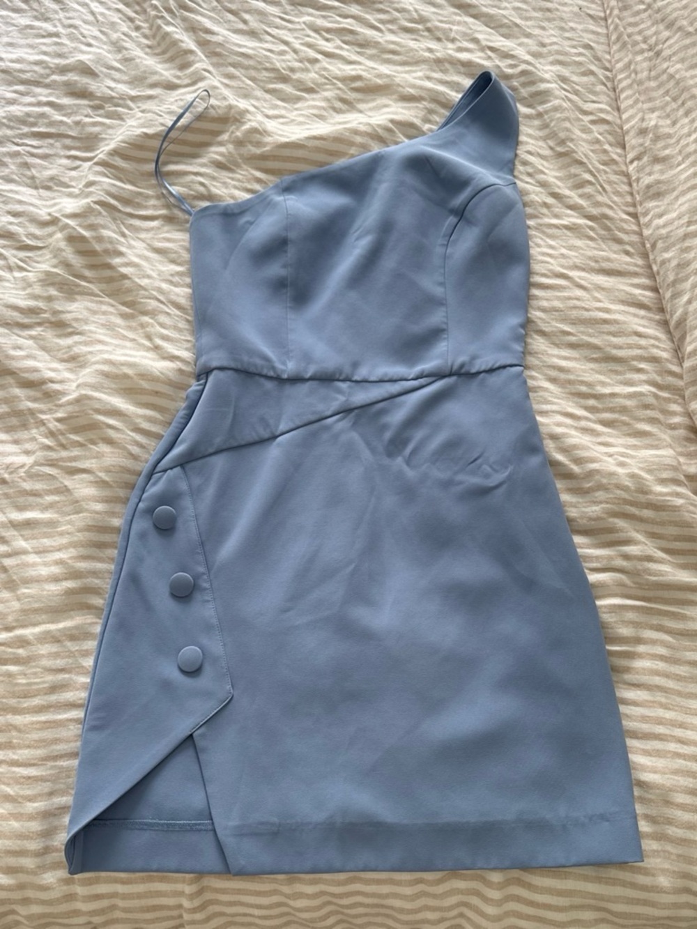 NBD One-Shoulder Powder Blue Mini Dress